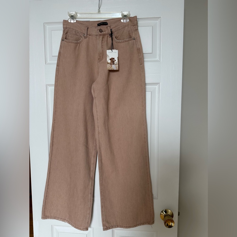 Sincerely Jules Wide Leg Jeans in Taupe